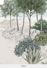 papier peint panoramique dune paysage nature nuances vertes