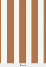 Papier peint à rayures verticales terracotta et beige motif graphique