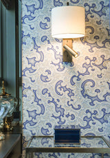 volute Isidore Leroy papier peint romantique acanthe heritage bleu