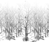papier peint panoramique forêt cerf lapin neige decor mural isidore leroy